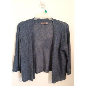 Alexandra & Oak Open Front Knit Cardigan Sweater L Blue Dress Topper Minimalist
